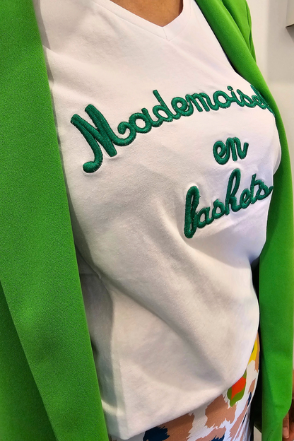 Camiseta Mademoiselle letras verdes