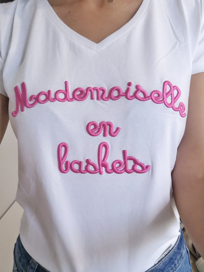 Camiseta Mademoiselle letras verdes